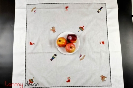   Christmas square table cloth - gift embroidery (size 90cm)